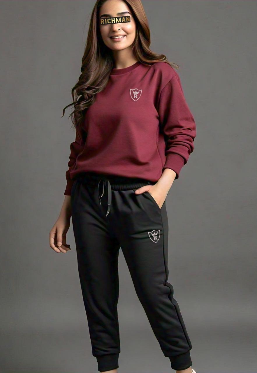 Premium Quality 2 Pcs Unisex Fleece Plain Track Suit