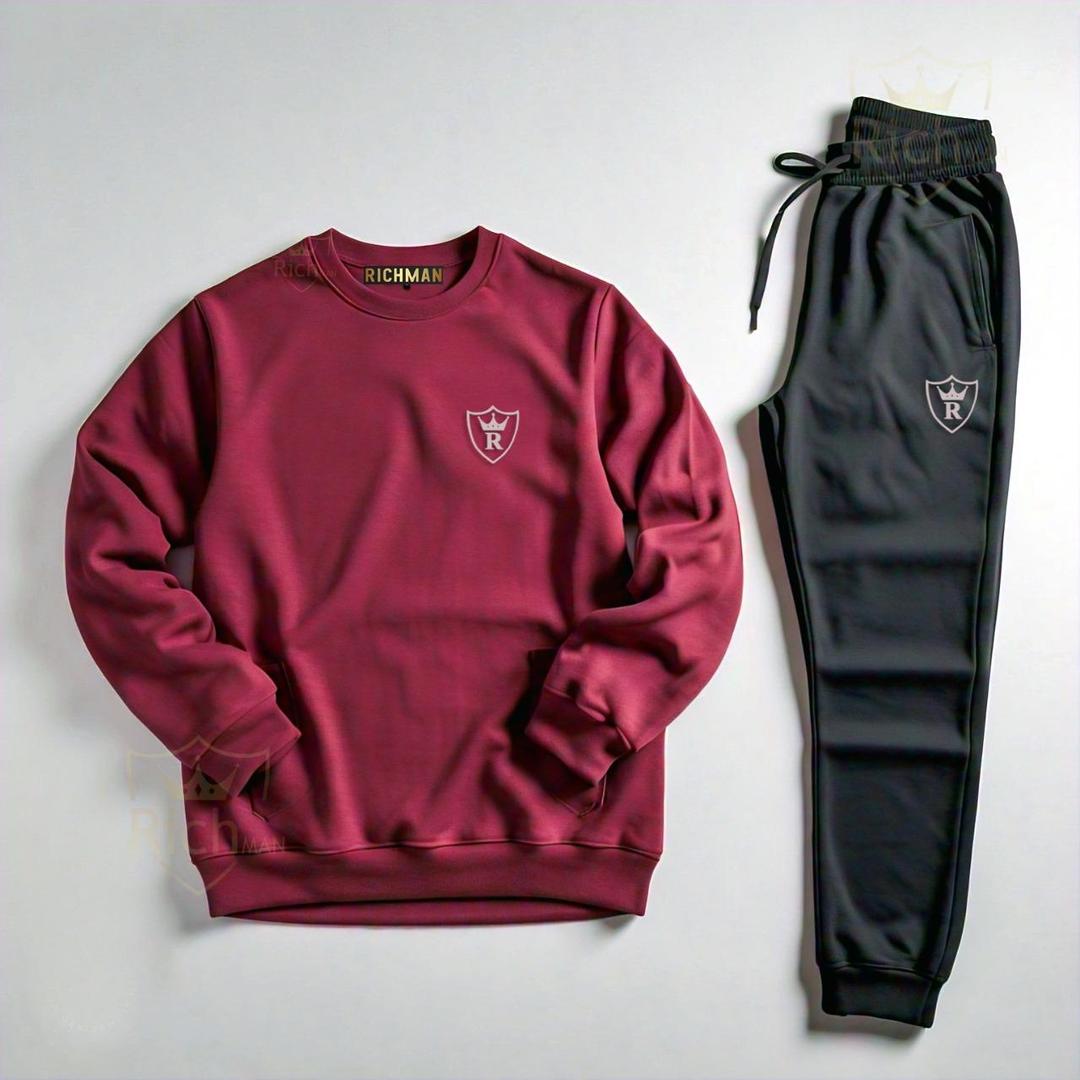 Premium Quality 2 Pcs Unisex Fleece Plain Track Suit
