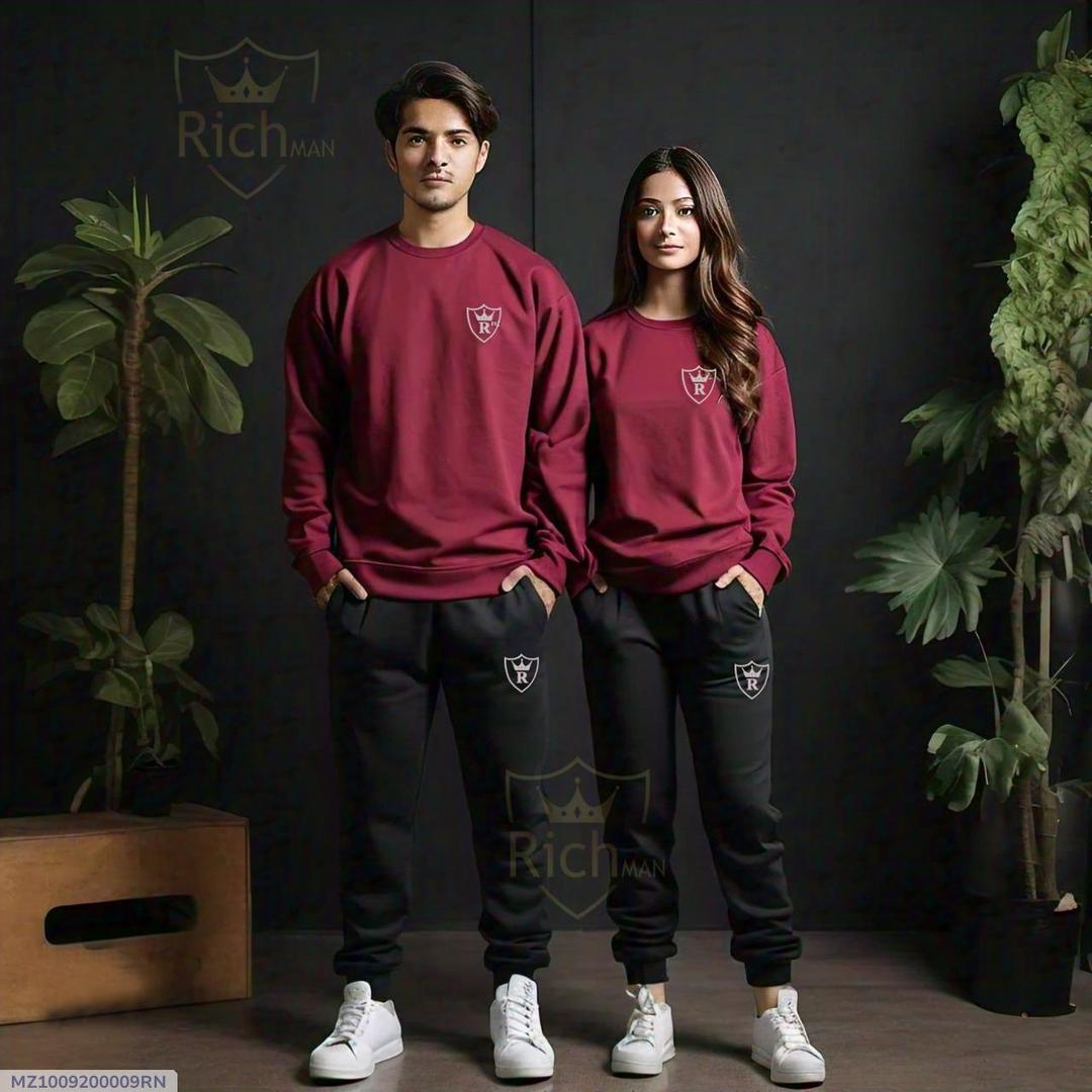 Premium Quality 2 Pcs Unisex Fleece Plain Track Suit
