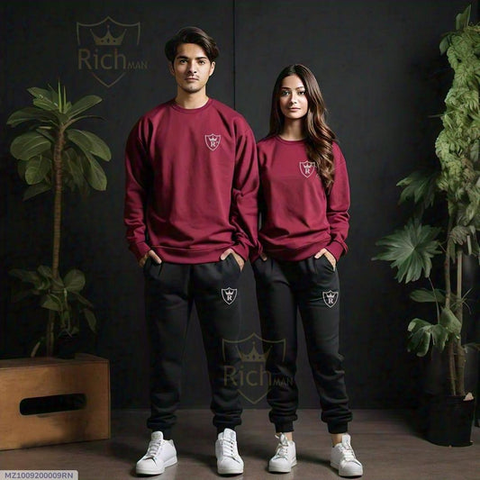 Premium Quality 2 Pcs Unisex Fleece Plain Track Suit