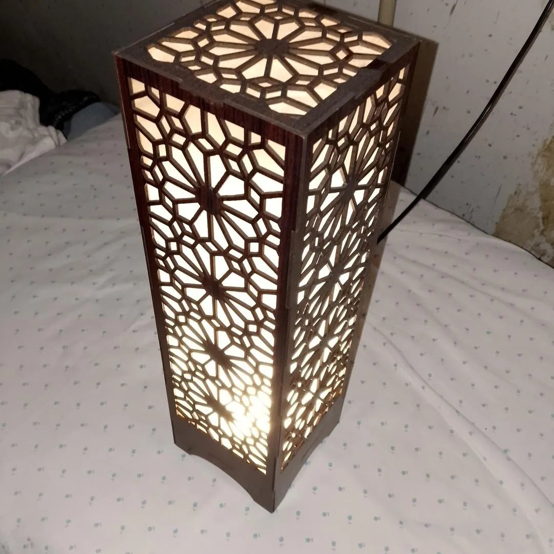 Large Wooden Side Table Lamp For Bedroom