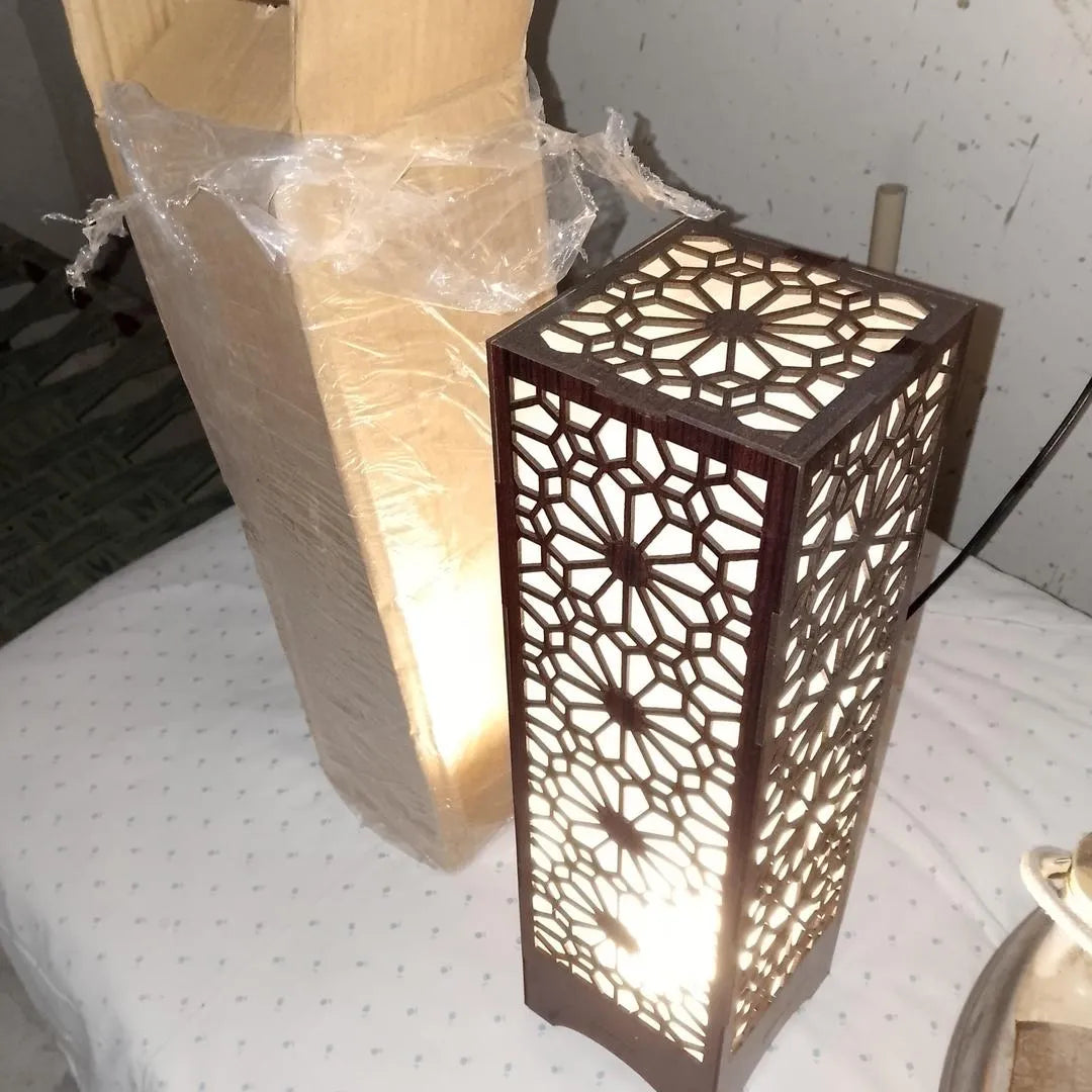 Large Wooden Side Table Lamp For Bedroom